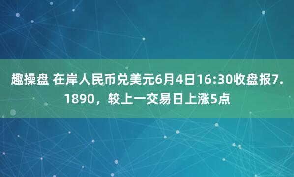 趣操盘 在岸人民币兑美元6月4日16:30收盘报7.1890，较上一交易日上涨5点