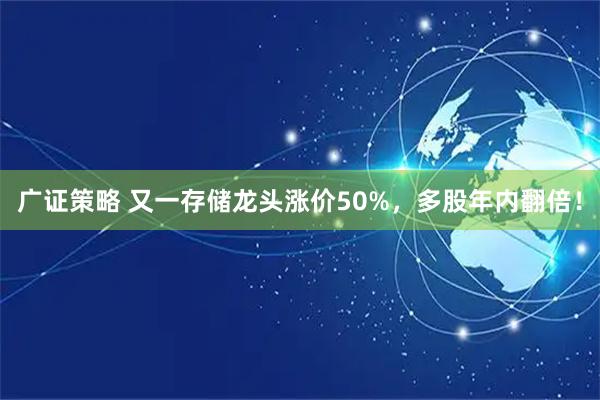 广证策略 又一存储龙头涨价50%，多股年内翻倍！