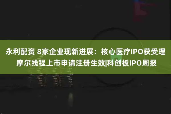 永利配资 8家企业现新进展：核心医疗IPO获受理 摩尔线程上市申请注册生效|科创板IPO周报